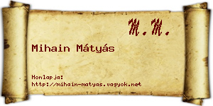 Mihain Mátyás névjegykártya